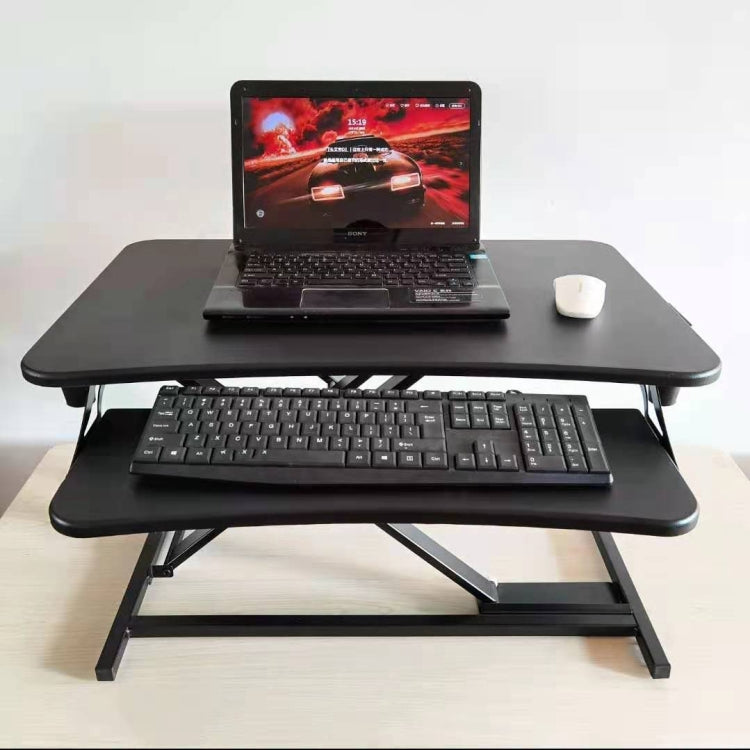 Height-Adjustable Folding Computer Desk with Smooth Lift Mechanism (Black)