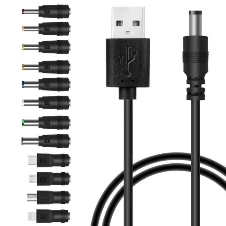 Versatile 12-in-1 USB Multi-Function DC Power Cable (Black)