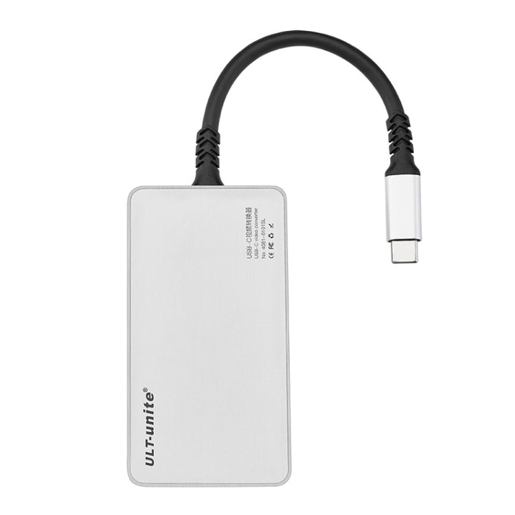 5 in 1 USB-C Hub Adapter with 3.5mm Audio, VGA, DP, HDMI, and PD Ports (White)