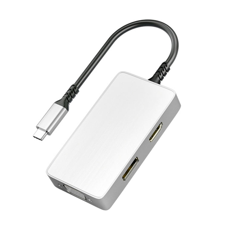 5 in 1 USB-C Hub Adapter with 3.5mm Audio, VGA, DP, HDMI, and PD Ports (White)