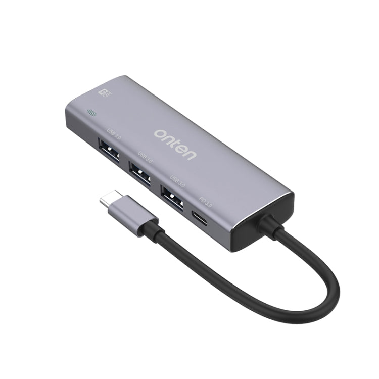 Onten OT-95123 5 in 1 Multifunctional Type-C + USB + HDMI Docking Station with 145mm Cable Length (Silver)