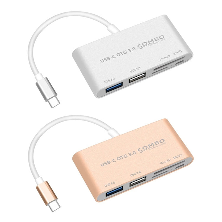 5-in-1 USB-C Hub Card Reader with OTG Functionality (Silver)