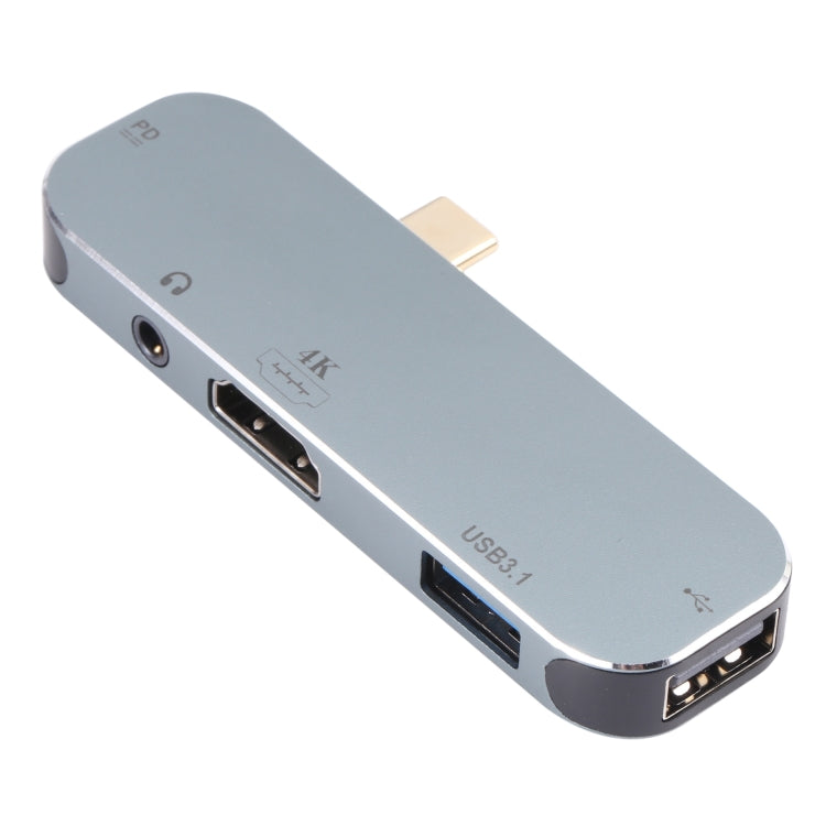 5-in-1 USB-C Adapter with PD Charging, 3.5mm AUX, 4K HDMI, and USB 3.1 Hub
