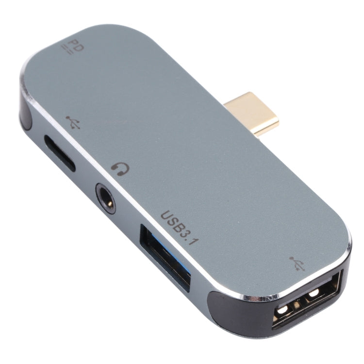 5-in-1 USB-C Adapter with Dual USB-C, 3.5mm AUX, USB 3.1, and USB Female Ports