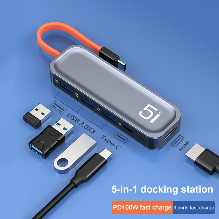 ROCK TR21 5-in-1 Docking Station with HDMI, USB3.0, and PD Fast Charging