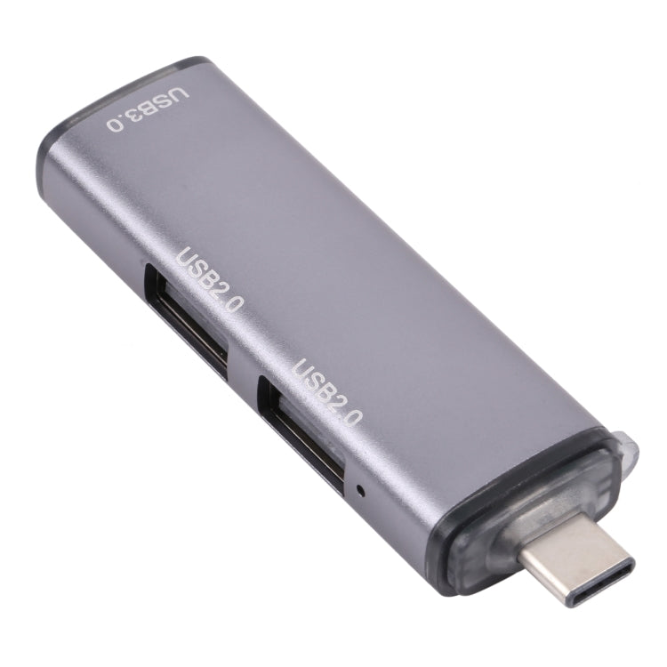 3-in-1 Aluminum Alloy USB Hub Adapter