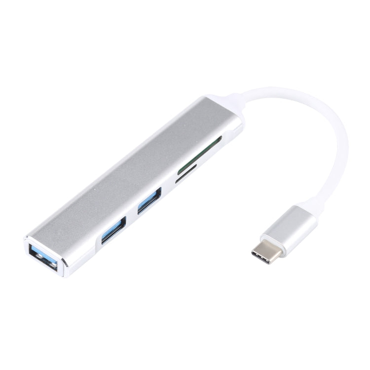 5 in 1 USB-C Docking Station HUB with SD/TF Card Slots and 3 USB 3.0 Ports (White)