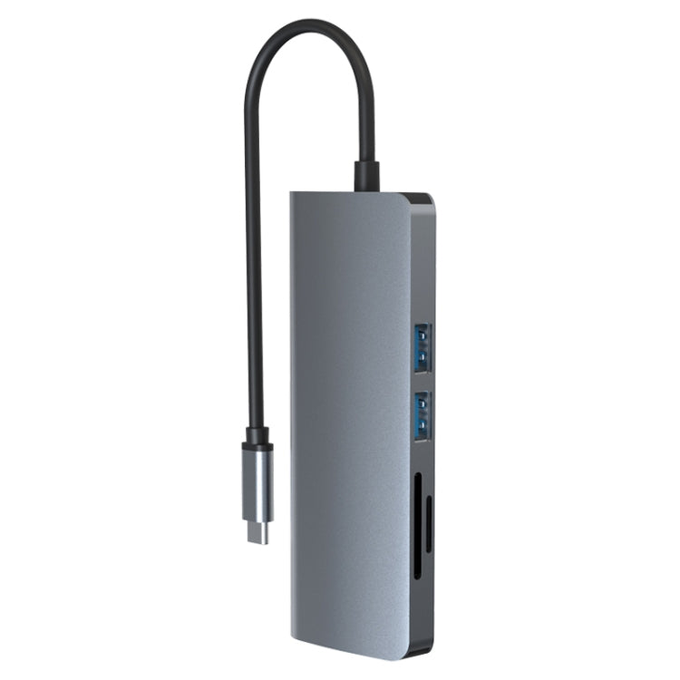 9 in 1 USB-C Hub Adapter with 4K HDMI, VGA, PD, SD/TF, 2 USB 3.0, RJ45, and Audio Interfaces