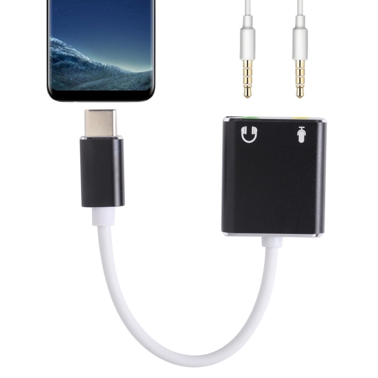 USB-C / Type-C to 3.5mm Earphone Microphone Sound Card in Black