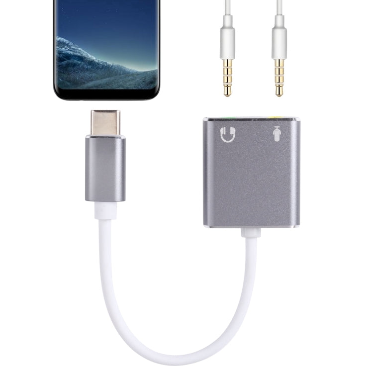 USB-C / Type-C to Jack 3.5mm Earphone Microphone Sound Card (Grey)