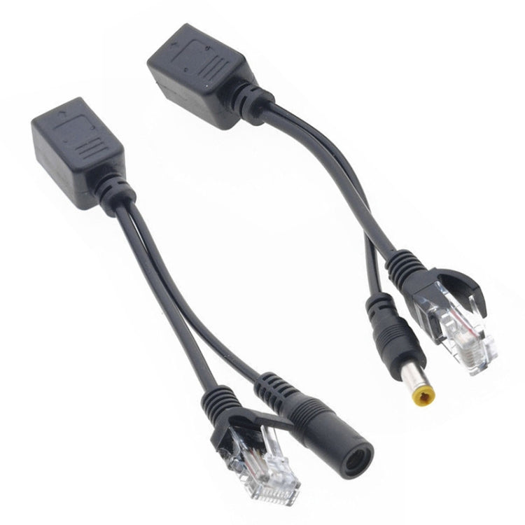 Single Cable RJ45 POE Injector and Splitter Set with DC Jack (Black)