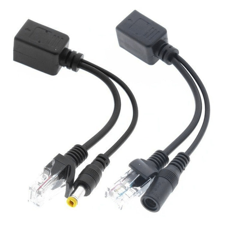 Single Cable RJ45 POE Injector and Splitter Set with DC Jack (Black)