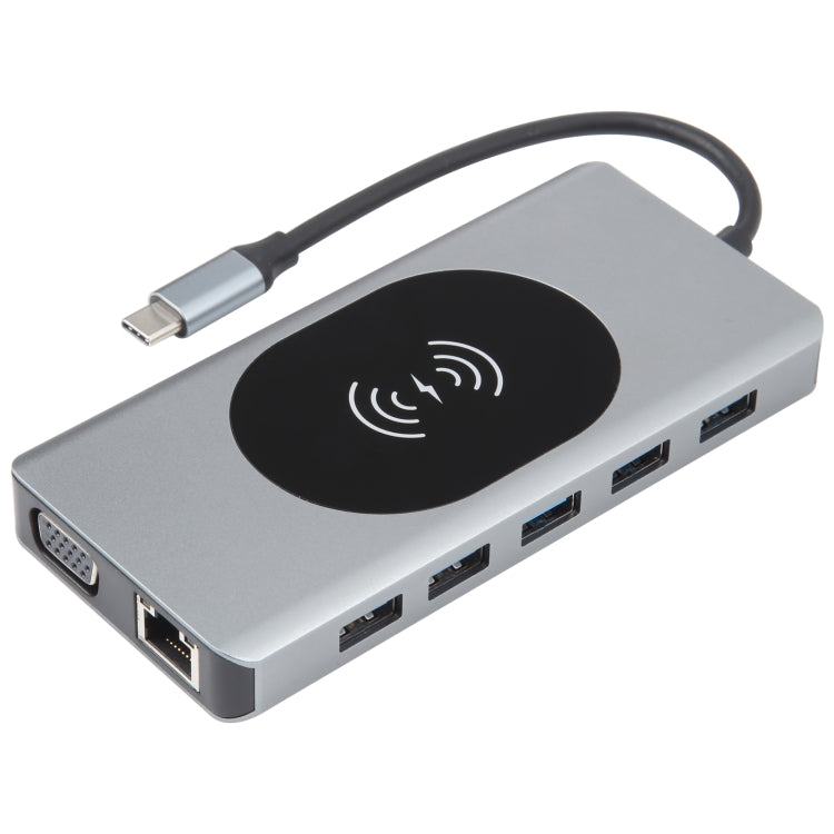 14-in-1 Type-C Docking Station with Wireless Charging and Gigabit Ethernet