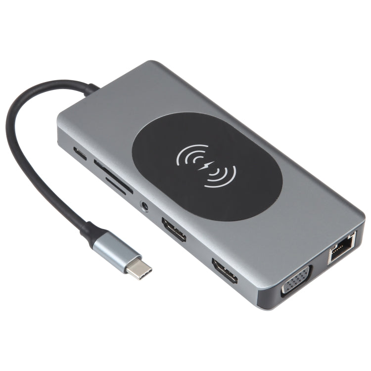 14-in-1 Type-C Docking Station with Wireless Charging and Gigabit Ethernet