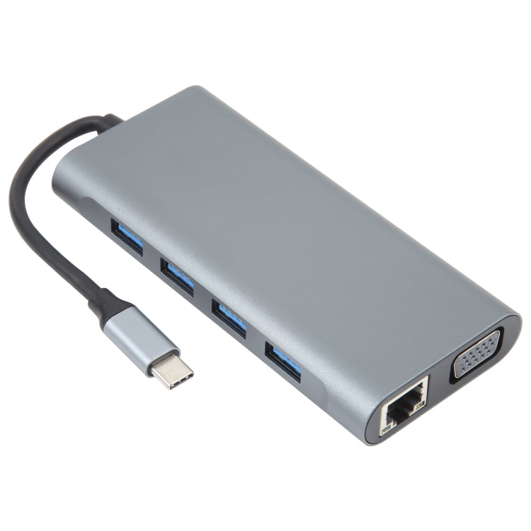 11 in 1 USB-C Docking Station HUB Adapter with 100M Network Port
