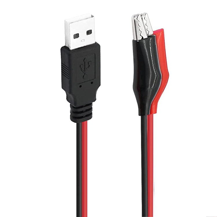 USB-A Male To 2 x Crocodile Clip Power Connection Extension Cable - 0.5m Length