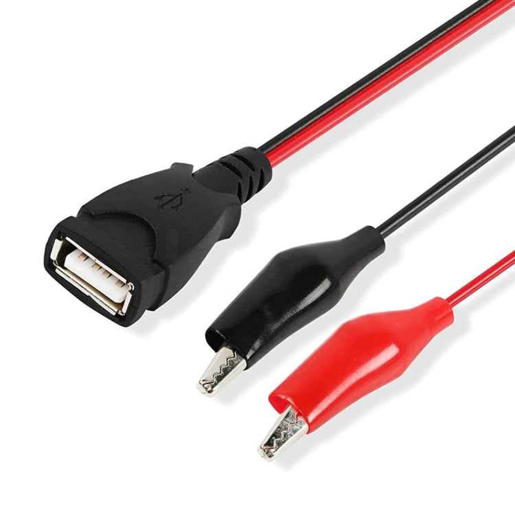 USB-A Female to 2 x Crocodile Clip Power Extension Cable, 0.5m Length