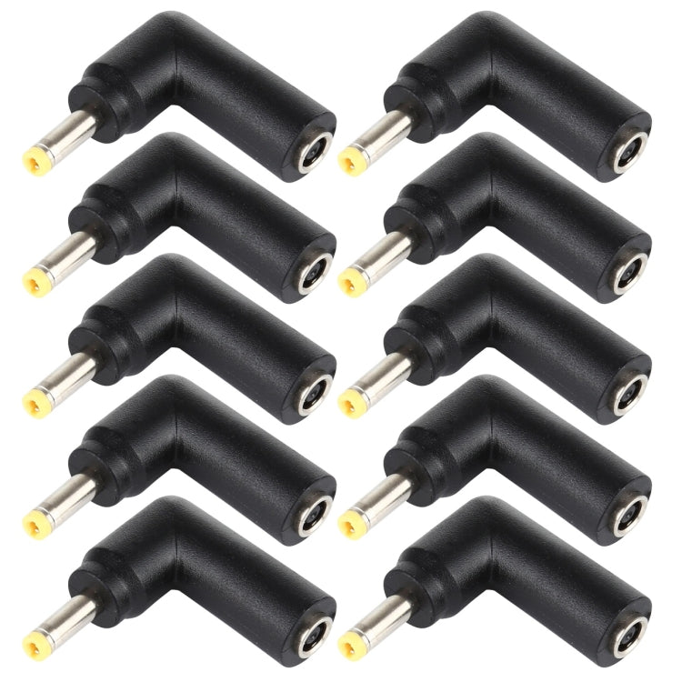 Female to Male Plug Elbow Adapter Connector Set of 10 (4.5 x 3.0mm to 2.5 x 0.7mm)