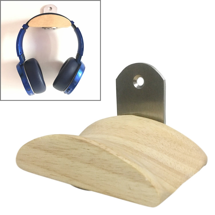 Wall-mounted Headset Holder with Stainless Steel Patch and Solid Wood - L-shaped