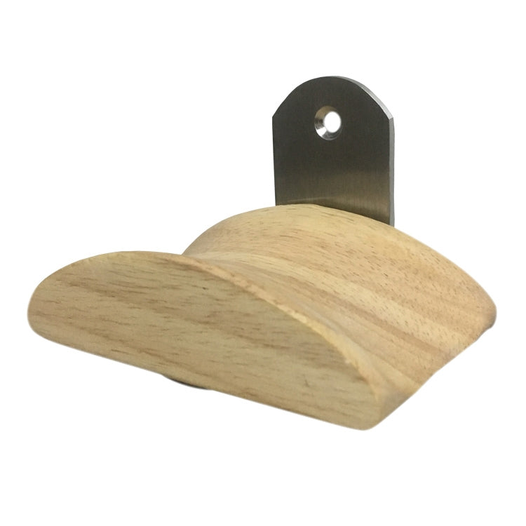 Wall-mounted Headset Holder with Stainless Steel Patch and Solid Wood - L-shaped