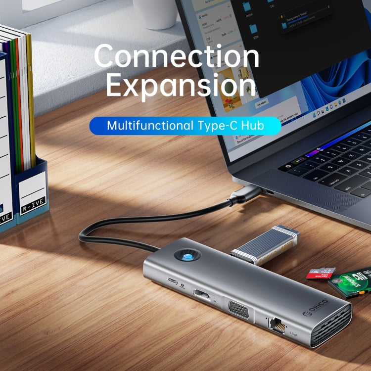 ORICO PW11-10P Type-C / USB-C 10-in-1 5Gbps Multifunction Docking Station (Silver)