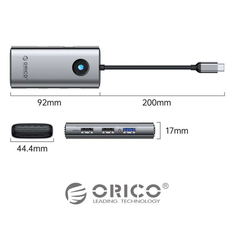 ORICO-PW11-6PCR USB-C 6-in-1 Docking Station (Dark Gray)