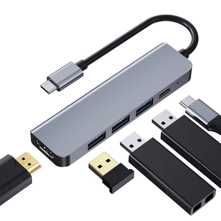 5-in-1 USB 3.0 x3 + HDMI + PD Multi-function Type-C Docking Station