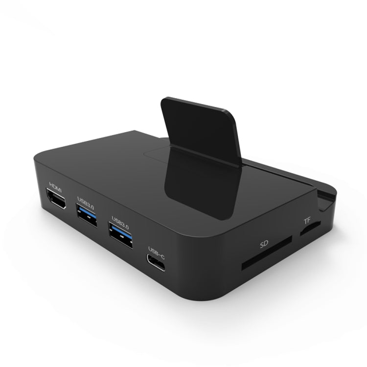 6 in 1 USB-C Hub Docking Station with 4K HDMI + 2 x USB 3.0 + Type-C + SD/TF Card Reader and Holder (Black)