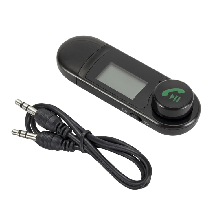 B15 USB Bluetooth 5.0 Audio Receiver Transmitter 2 in 1 with LCD Display for PC TV Car Hands-free (Black)