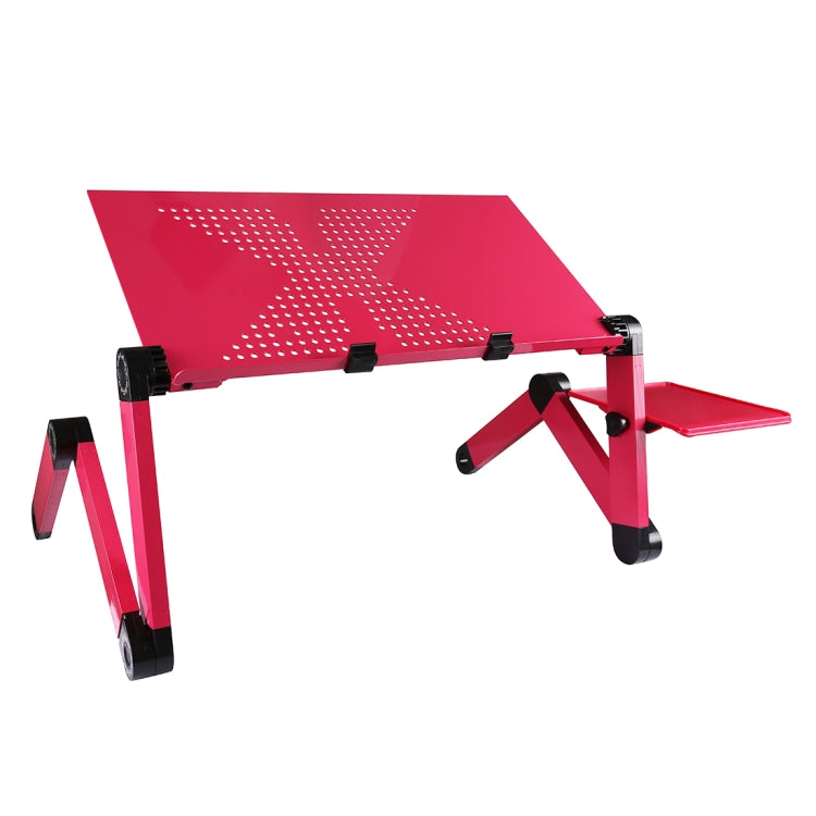 Adjustable Aluminum Laptop Desk Stand with Mouse Pad - Magenta