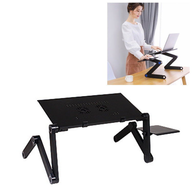 Portable Aluminum Alloy Laptop Desk Stand with 360 Degree Rotation and Cooling Fans (Black)