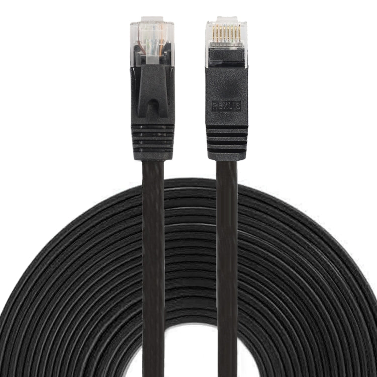 10m Ultra-Thin Cat6 Flat Ethernet Network LAN Cable - Black RJ45 Patch Lead