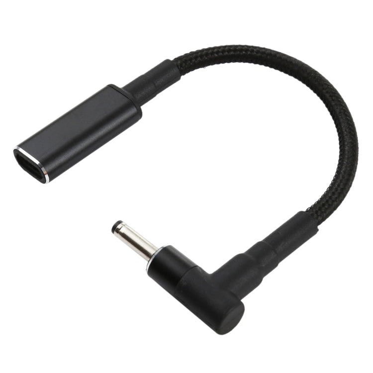 PD 100W 18.5-20V 3.0 x 1.0mm Elbow to USB-C Adapter Cable with Nylon Braid