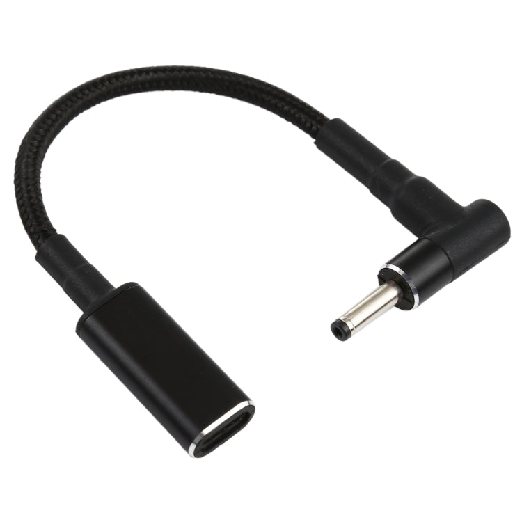 PD 100W 18.5-20V 3.0 x 1.0mm Elbow to USB-C Adapter Cable with Nylon Braid