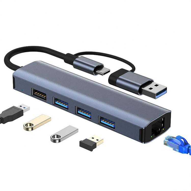 5-in-2 USB + USB-C/Type-C to USB Multifunctional Docking Station HUB Adapter - BYL-2208