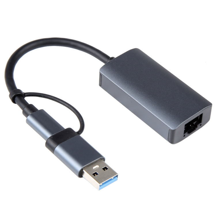 2-in-1 USB and Type-C to RJ45 Docking Station HUB Adapter - BYL-2207