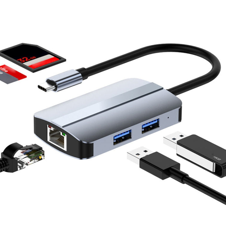 BYL-2112 5-in-1 USB-C/Type-C to USB Multifunctional Docking Station HUB Adapter