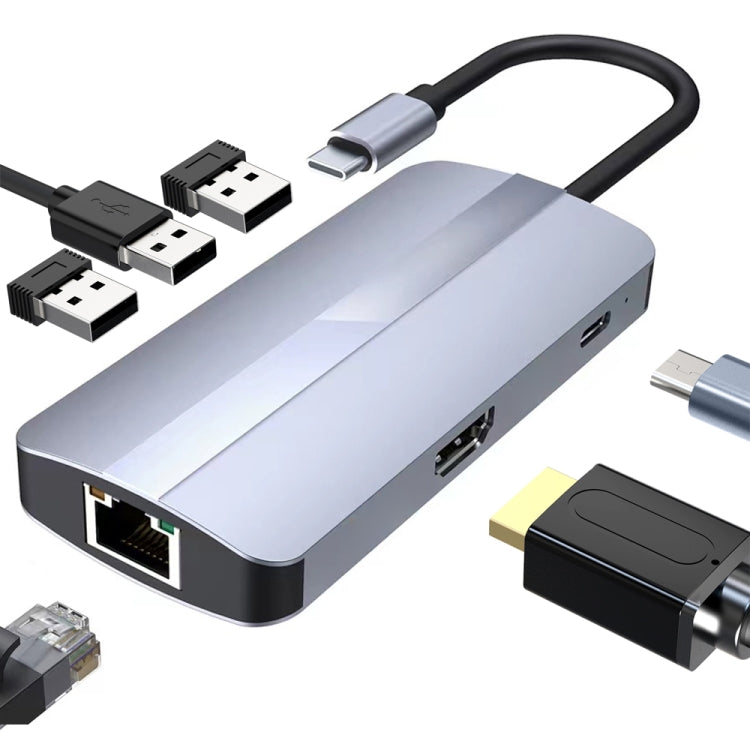 6 in 1 USB-C / Type-C to USB Multifunctional Docking Station HUB Adapter by BYL-2209