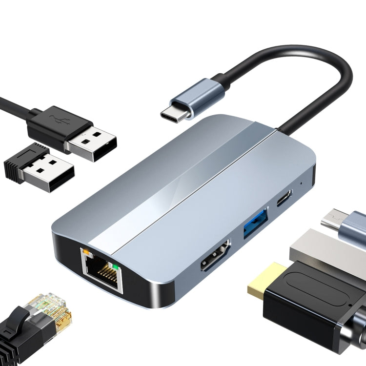 6 in 1 USB-C / Type-C to USB Multifunctional Docking Station HUB Adapter BYL-2203