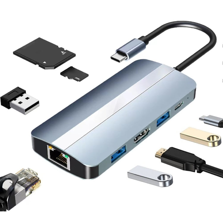 8 in 1 USB-C Multifunctional Docking Station HUB Adapter