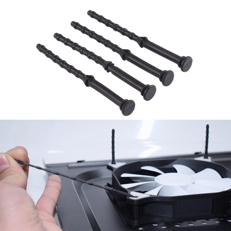 4 Pieces 65mm Anti Vibration Soft Damping Nail Rubber Silicone Computer Fan Screws (Black)