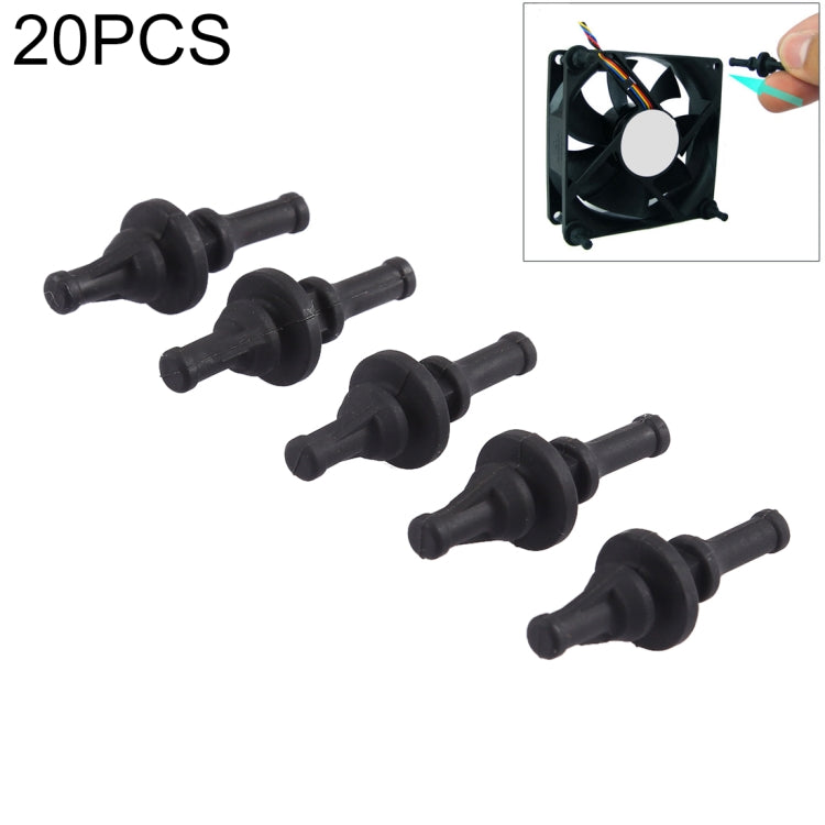 20 Pieces 29.9mm Black Anti-Vibration Soft Damping Nail Rubber Silicone Computer Fan Screws