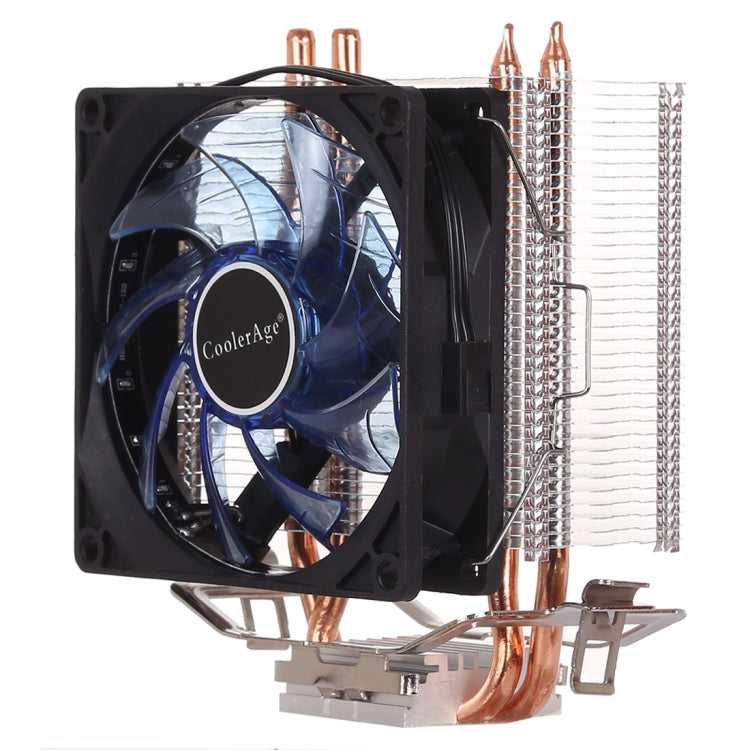 Blue LED Copper CPU Cooling Fan with Double Heat Pipe for Efficient Heat Dissipation