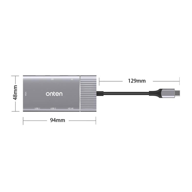 Onten 95113 8 In 1 USB-C Multi-function HUB Converter Dock Station