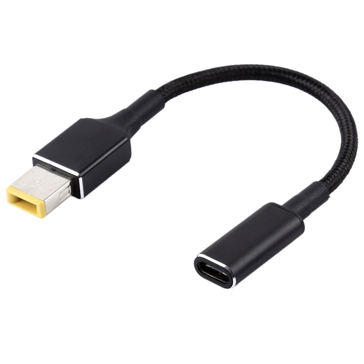 PD 100W 18.5-20V Square Plug to USB-C Adapter with Nylon Braid Cable for Lenovo Devices