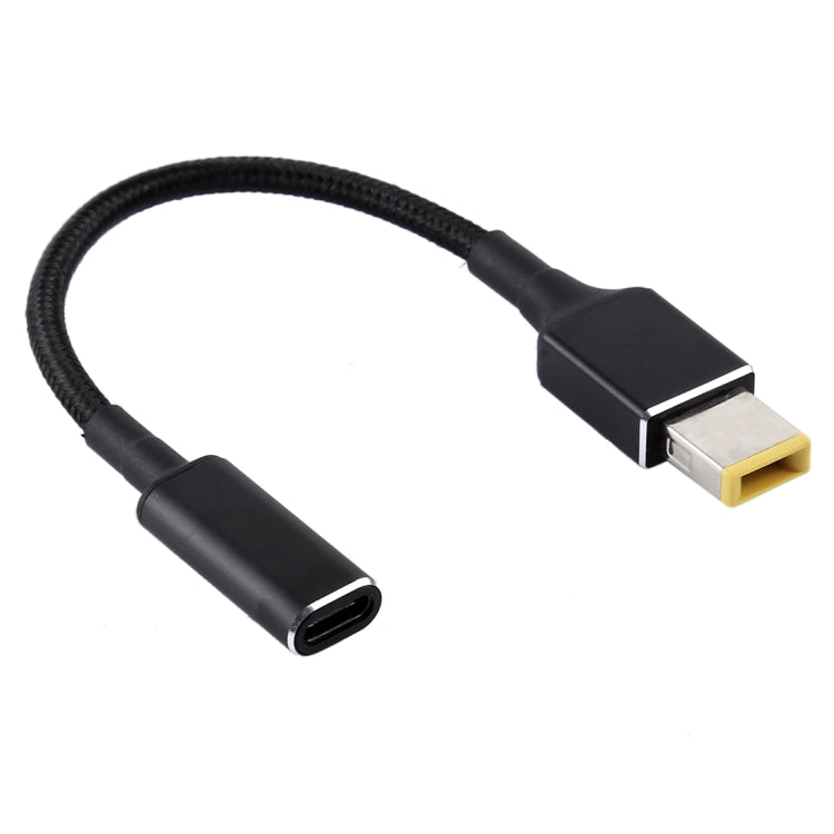 PD 100W 18.5-20V Square Plug to USB-C Adapter with Nylon Braid Cable for Lenovo Devices