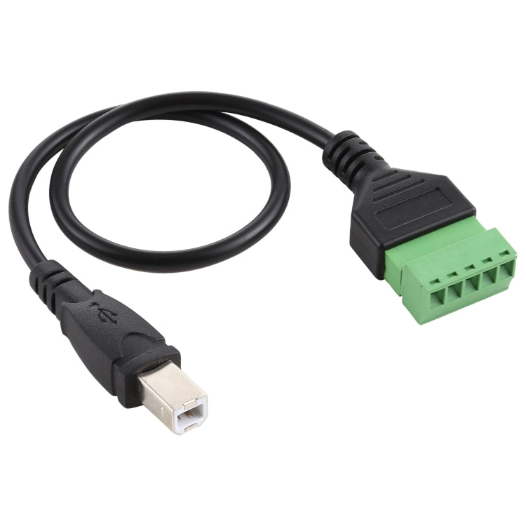 USB Type-B Male Plug to 5 Pin Pluggable Terminals Solderless Adapter Cable, 30cm Length