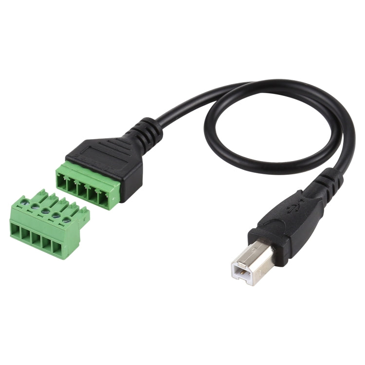 USB Type-B Male Plug to 5 Pin Pluggable Terminals Solderless Adapter Cable, 30cm Length