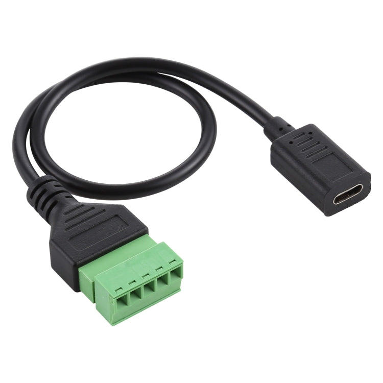 USB-C Female to 5 Pin Pluggable Terminals Solderless Connection Adapter Cable, 30cm Length