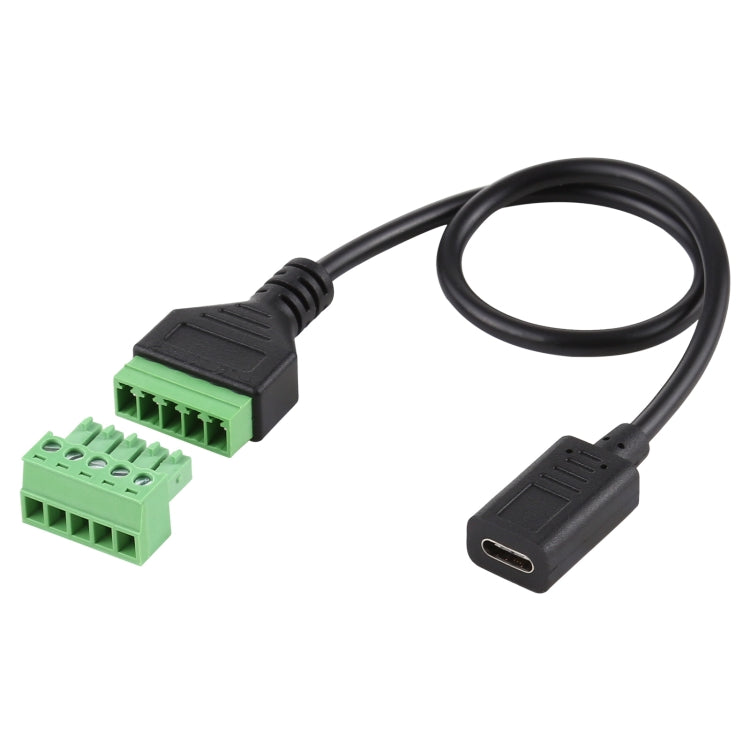 USB-C Female to 5 Pin Pluggable Terminals Solderless Connection Adapter Cable, 30cm Length